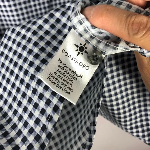 Coastaoro Blue White Check Short Sleeve Button Up Shirt Sz Large - Picture 6 of 7